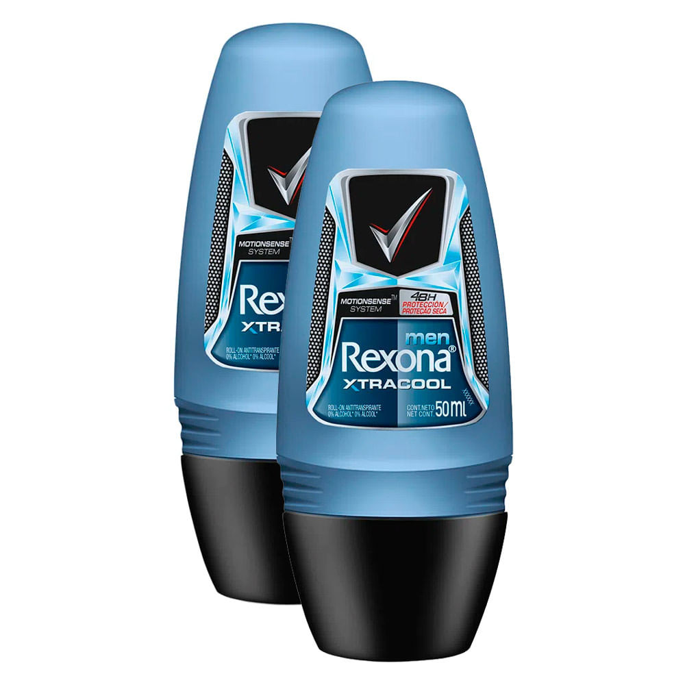Desodorante Antitranspirante Rexona Men Xtracool Roll-on 50ml | Kit com duas unidades - Beauty
