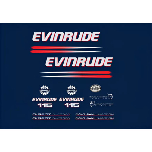 Kit Faixa Adesivo Motor Evinrude 115 2002 A 2006 - Capô Azul