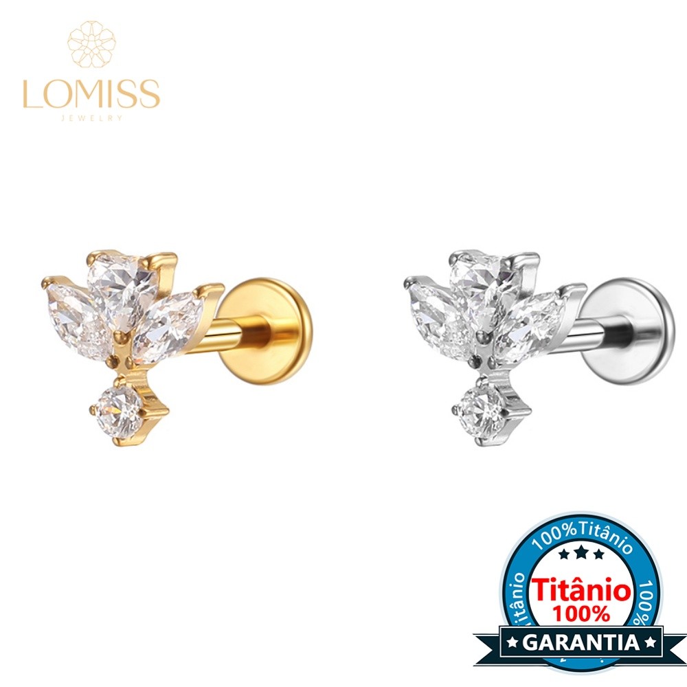 Lomiss Piercing Helix Tragus Conch Labret Titânio Flor Zircônias