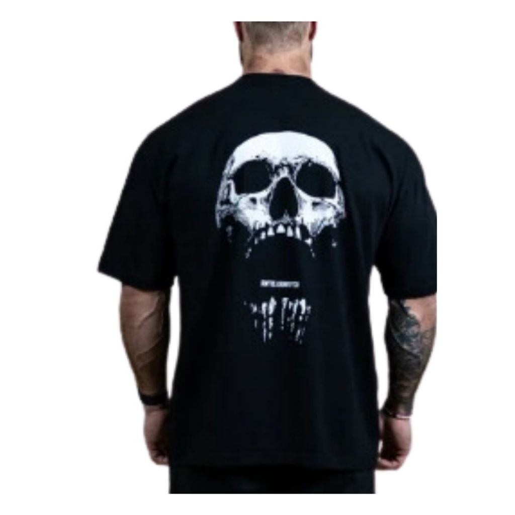 Streetwear Oversized Camiseta Maromba ACADEMIA Caveira Moda Masculina Algodão 30.1