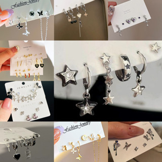 Ins Trendy Butterfly Star Pingente Brincos Conjunto Requintado Strass Brinco Para Mulheres Joias em Oferta na Shopee