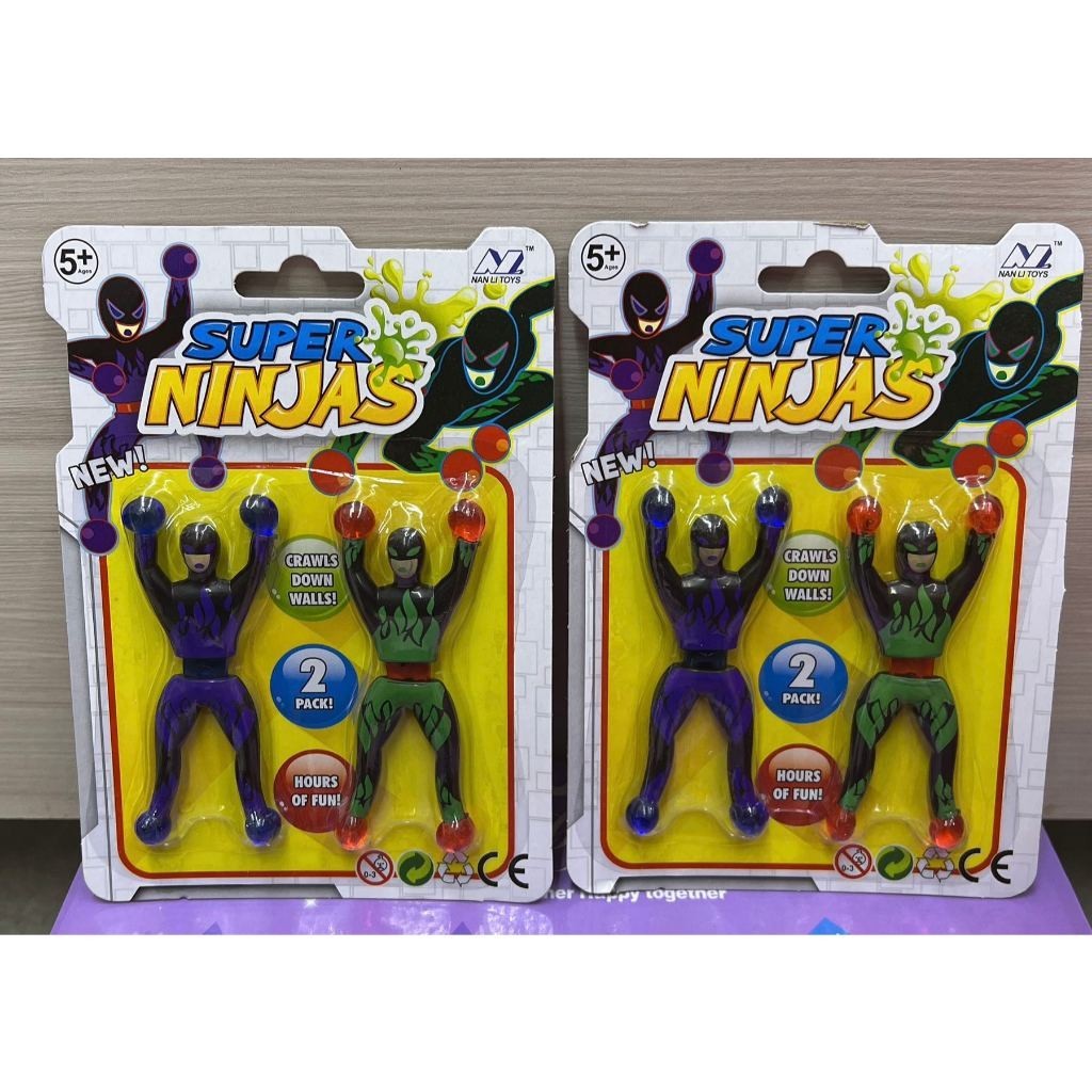 kit 2 pcs com 4 Bonecos Super Ninja Cartela Gruda Na Parede Ou Vidro