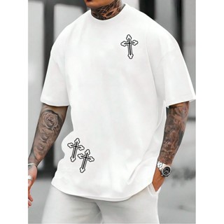 Camiseta Masculina Streetwear 100% Algodão Estampada 3 Cruz Camisa Unissex Premium em Oferta na Shopee