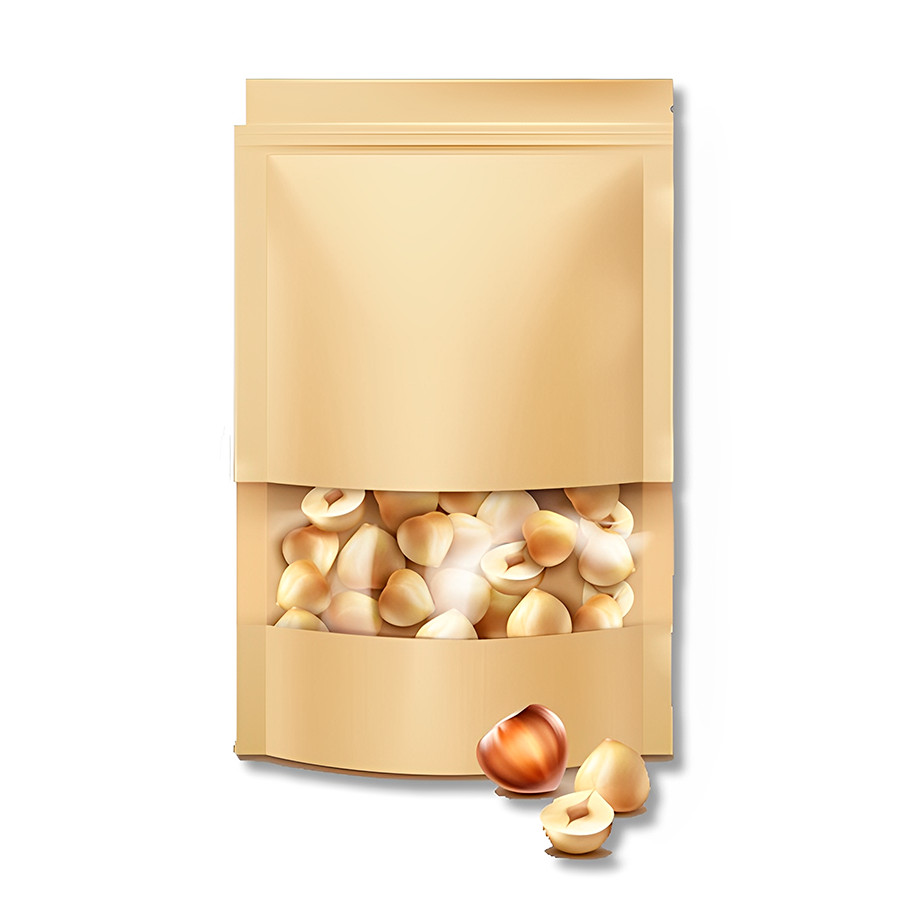 Saco de Papel Kraft com Visor Stand Up Pouch Zip 20x30cm - 50 un - Hermético Fosco p Fora Impermeável p dentro - Rizzo