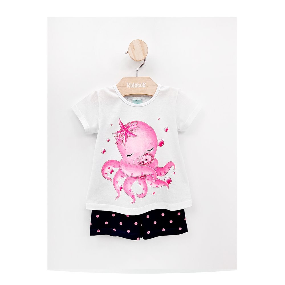 Pijama Menina Manga Curta Polvo Brilha no Escuro - Kyly - Baby & Kids Fashion