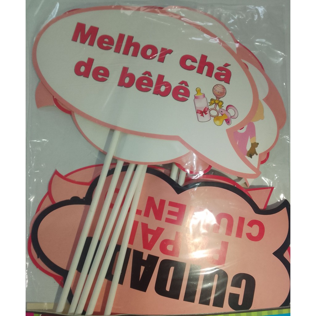 Kit 10 Plaquinhas Divertidas c/Palito p/ Festas - Baladas - Aniversários - Chá de Bebe