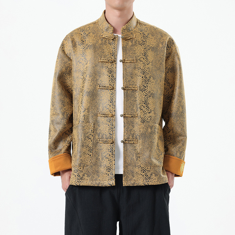 [Roupas masculinas Boutique] Jaqueta moderna retrô chinesa de manga comprida Tang Suit Garantia de qualidade VJ0E