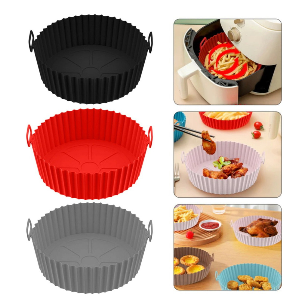 Kit 3 Forma De Silicone Airfryer Reutilizavel