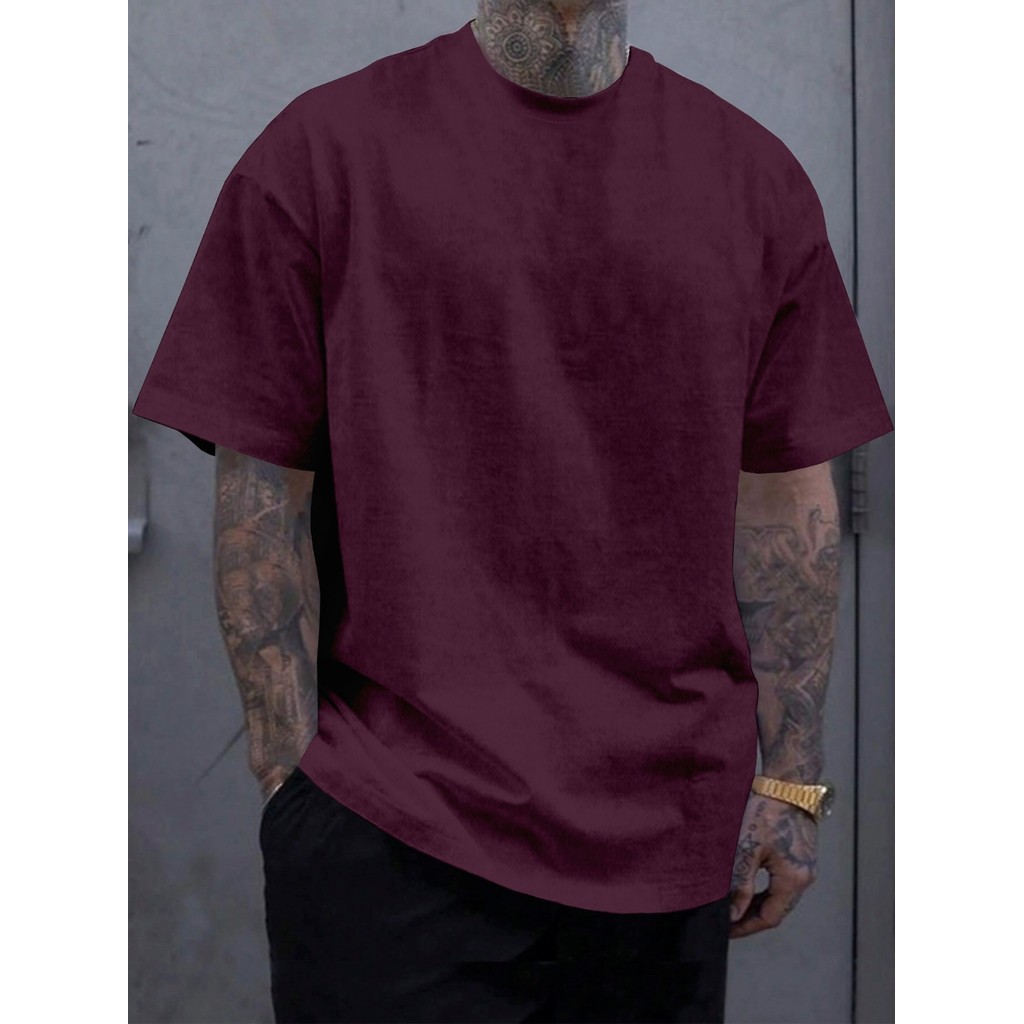 Blusa Vinho Oversized Esportiva Lisa Unissex Camiseta Estilosa Larga Confortável T Shirt Plus Size