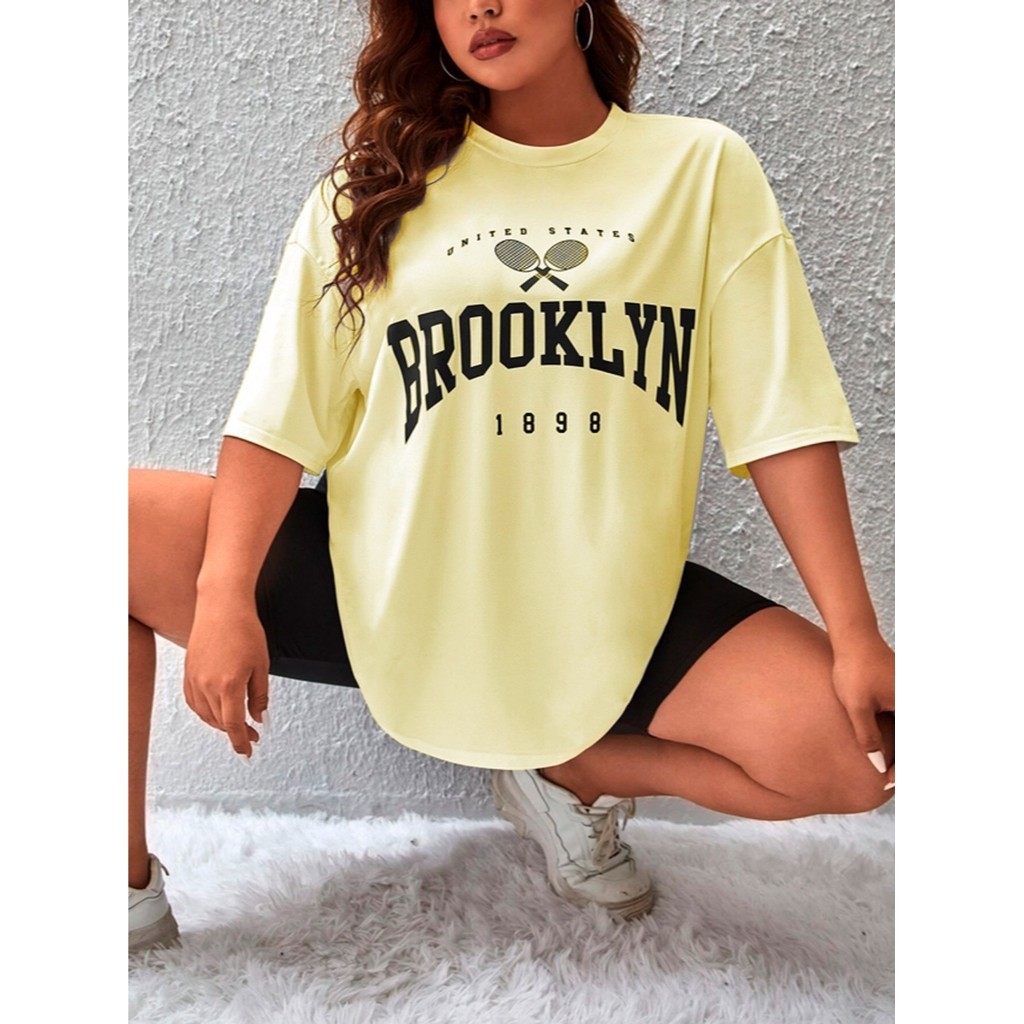 Camiseta Oversized 1898 Brooklyn Estampada Bordado Grafico Raquete Jogos Life Style  Streetwear