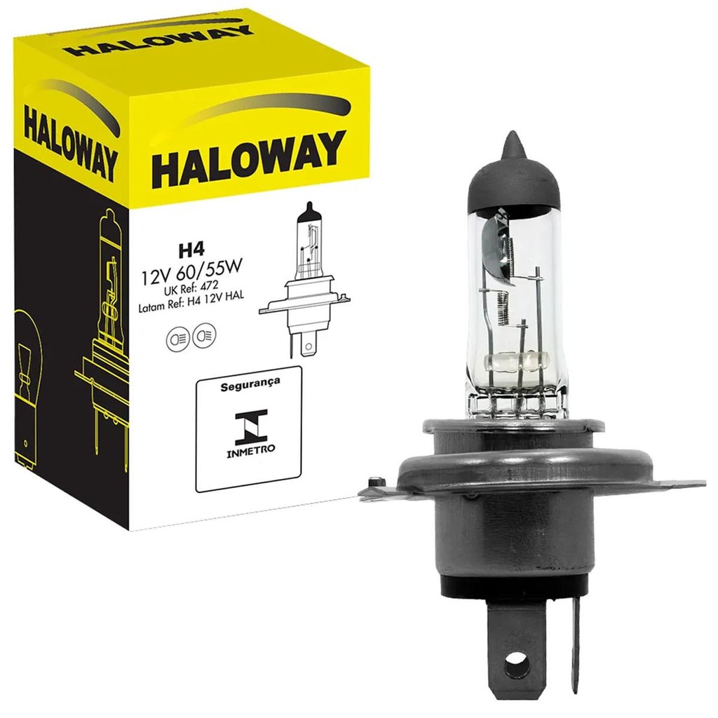Lâmpada Haloway Halógena H4 Biodo 12v 60/55w P43t Farol em Oferta na Shopee