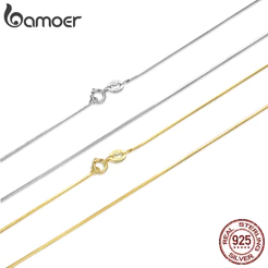 Bamoer 925 Prata Esterlina Colar Dois Tons Cobra Osso Corrente Design Simples Moda Jóias Presente Feminino