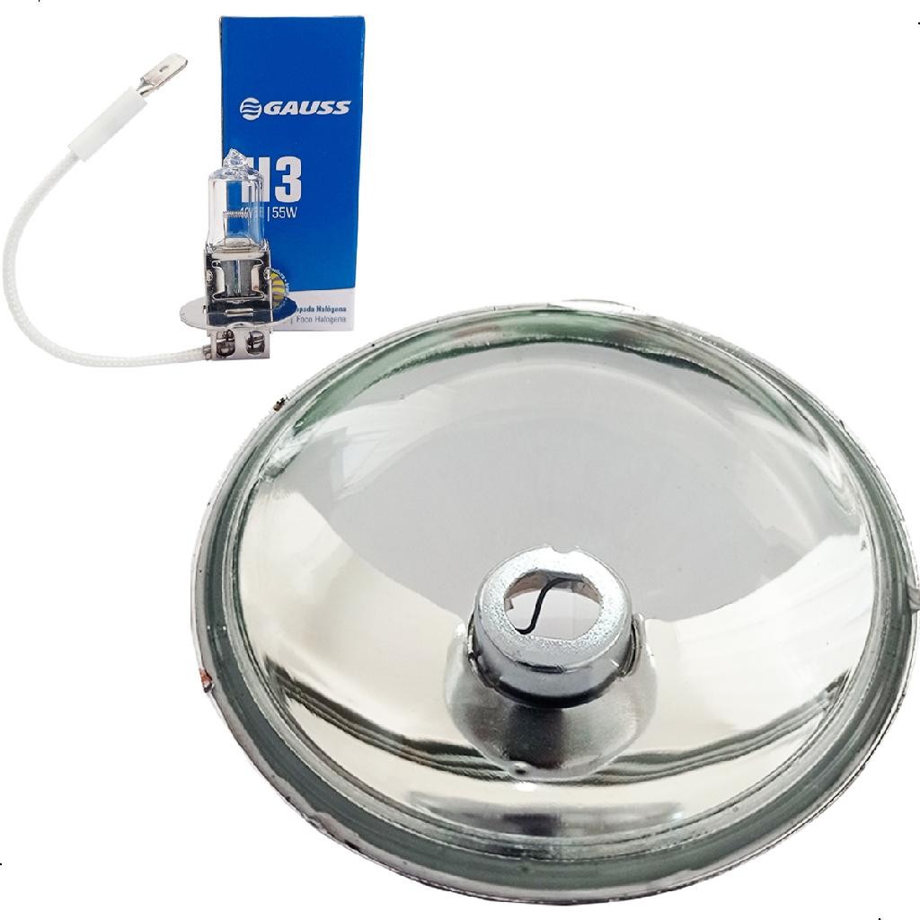Refletor Para Lanterna Jacare Lente De Vidro Com Lampada H-3