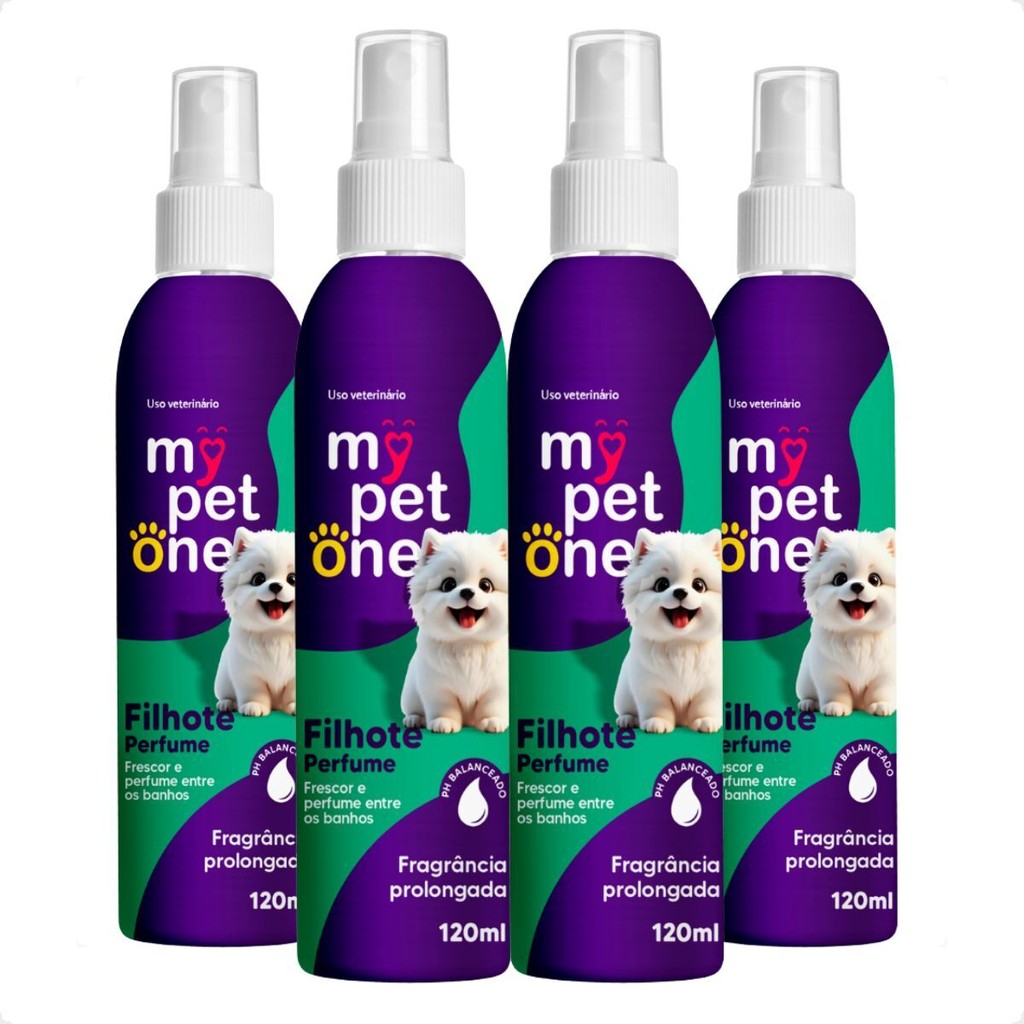Kit 4 Perfume Colônia Filhote 120 Ml Cheirinho De Banho - MyPetOne em Oferta na Shopee
