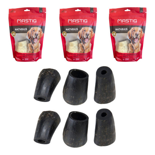 Kit c/ 6 unid. Chifre Bovino Mastig Mordedor Natural P/ Caes Osso Petisco