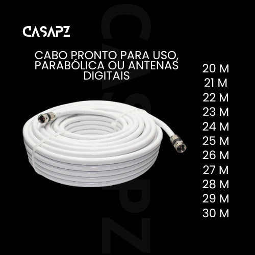 Cabo Coaxial Para TV Pronto Com Conexões Para Uso 20M 21M 22M 23M 24M 25M 26M 27M 28M 29M 30M