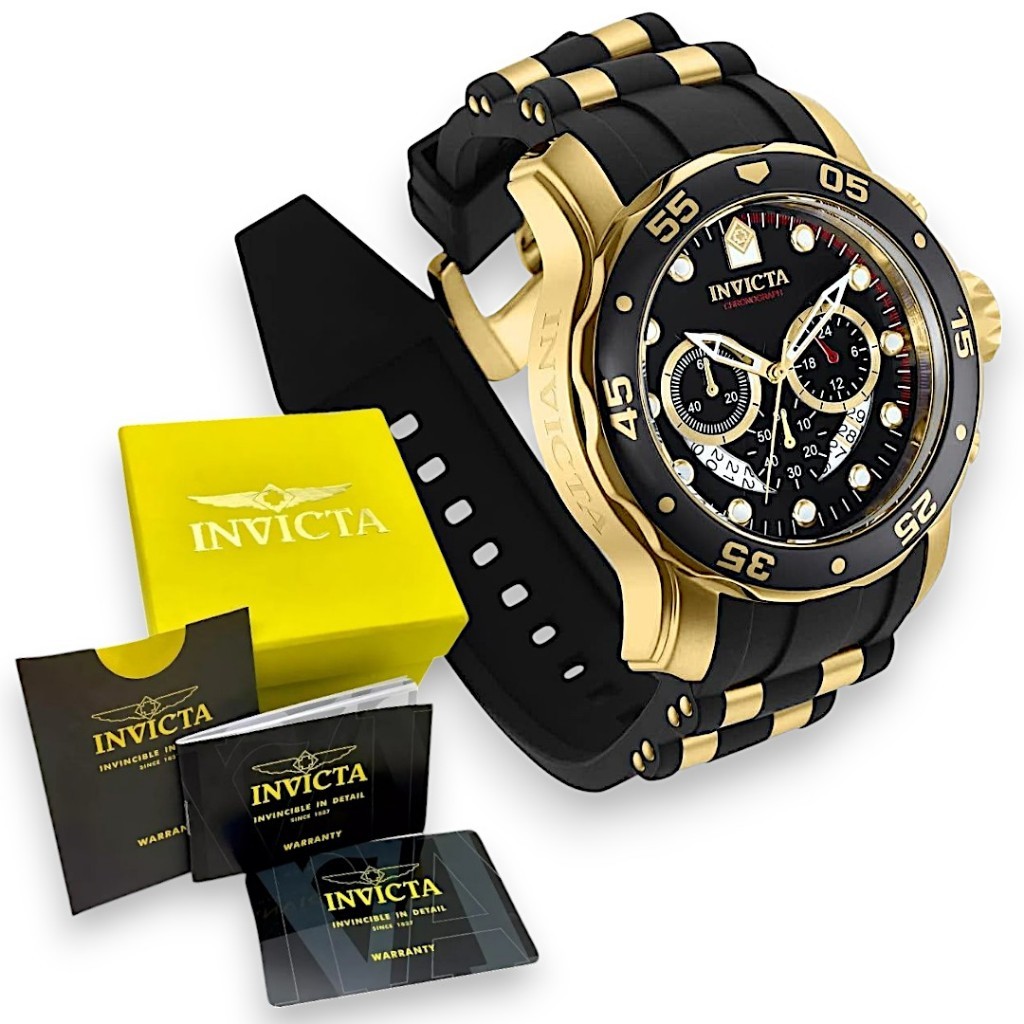 Relógio Masculino de Pulso Invicta Pro Diver 6981 Caixa Dourada Original a Prova D'água