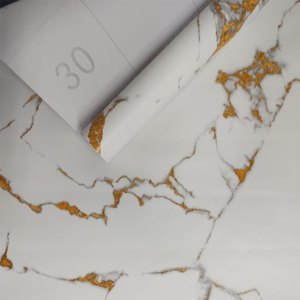 Papel De Parede Adesivo 5 Metrosx45cm Marmore Branco e Dourado Lavável Colante em Oferta na Shopee