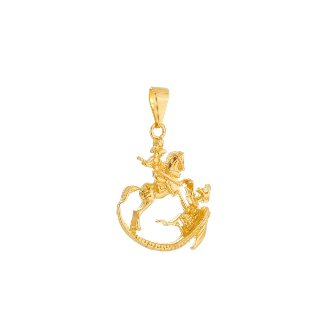 Pingente Dourado São Jorge Estilo Moderno Ouro 24K Antialérgico 2,4cm x 2cm Brilho Intenso - Khlóris Semijoias