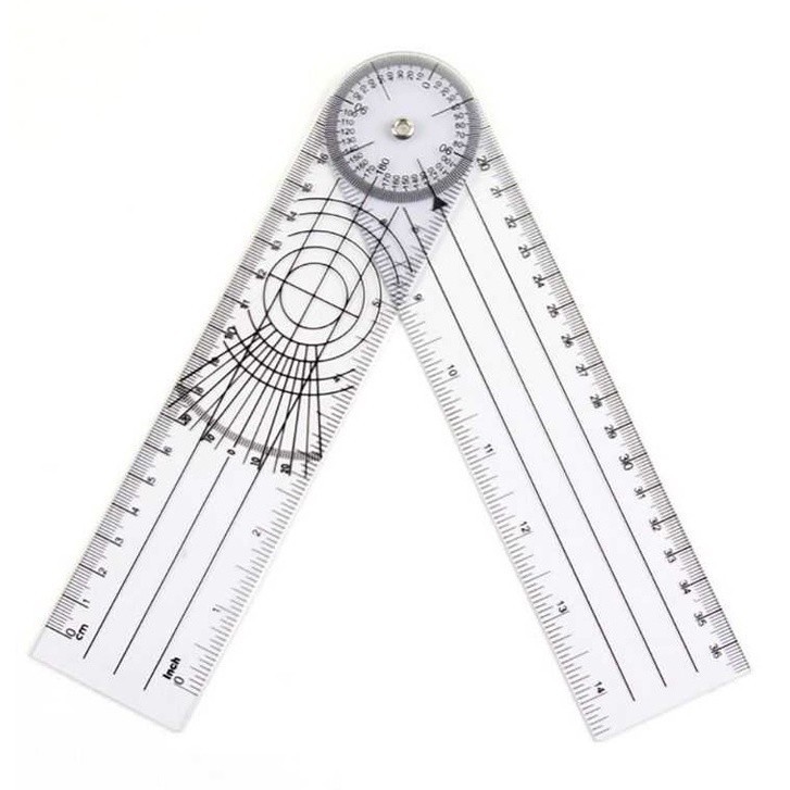 REGUA TIPO GONIOMETRO FISIOTERAPIA ARTICULAR 0-360 GRAUS