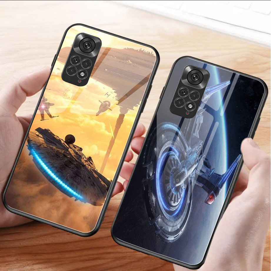 star wars Navio Vidro Temperado Caso De Telefone Para Xiaomi Redmi Nota 13 pro plus 12 4G 11 10 5G 9 Capa