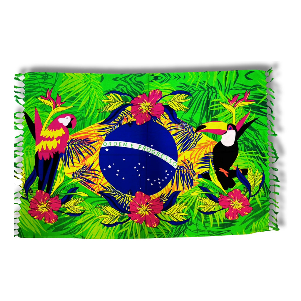 Canga de Praia Grande Feminina  Bandeira Brasil Leao Colorida saída de praia moda praia verão em Oferta na Shopee