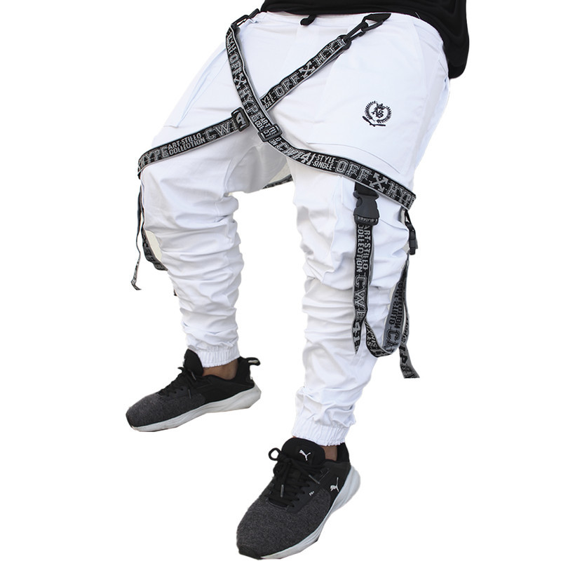 Calça Jogger Masculina BRANCA Trend com suspensorio CINZA PLUS SIZE