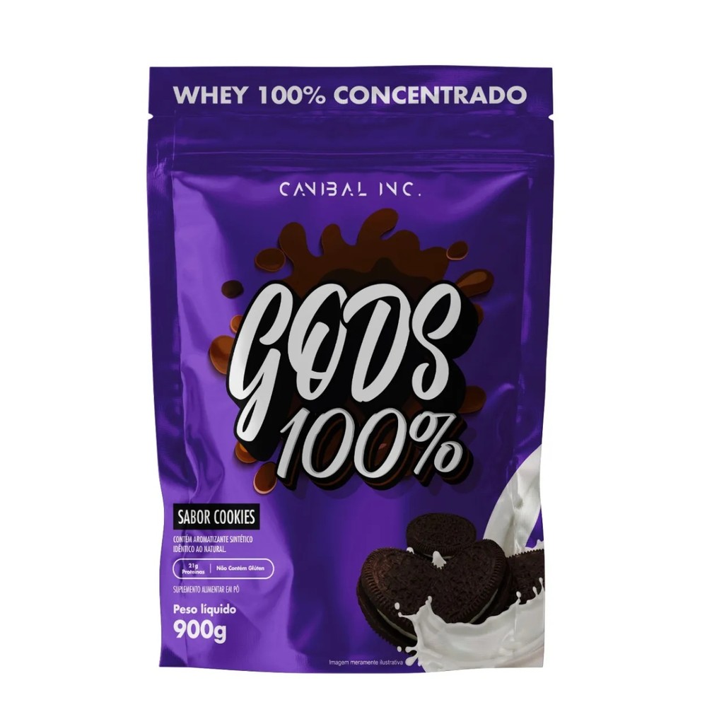 Whey Gods 100% Refil 900g Sabor Cookies Canibal Inc - Health