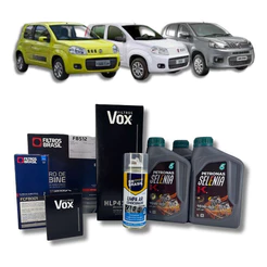 Kit Troca de Óleo Filtros e Higienizador - Fiat Novo Uno 1.4 Evo - 15W40 Selenia