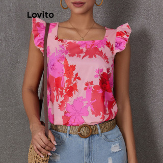 Lovito Blusa Boho Floral Ruffle para Mulheres LBL19800 em Oferta na Shopee