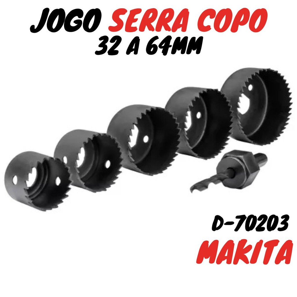 Jogo Serra Copo Madeira 6 Peças 32mm A 64mm D-70203 Makita