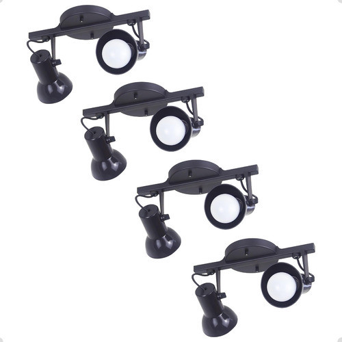 Kit 4 Spot Trilho 2 Sobrepor Direcionavel E-27 110V/220V
