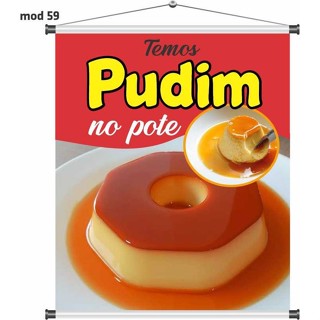 Banner pudim 1metro x 63cm restaurante doce propaganda em Oferta na Shopee