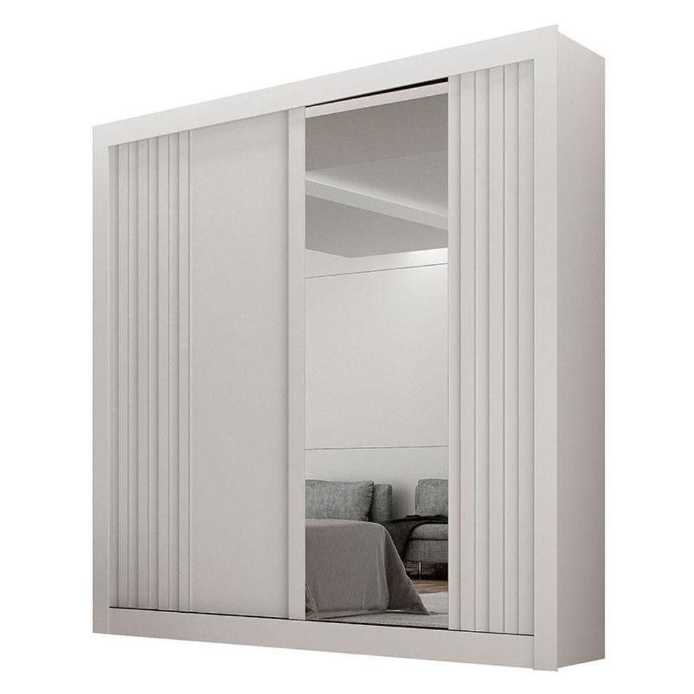 Guarda Roupa Solteiro 2 Portas Milano Com Espelho Branco - Leifer Móveis