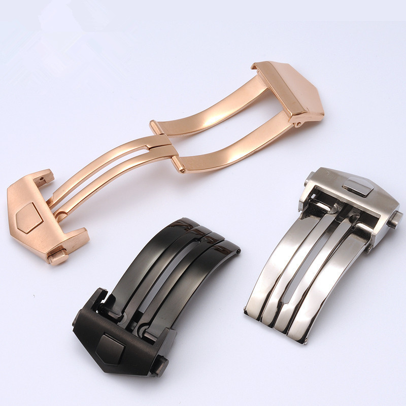 Fivela De Relógio De Aço Inoxidável De 18 Mm 20 Para Couro Silicone Substituição De Pulseira Dobrável Sólida Fecho Botão