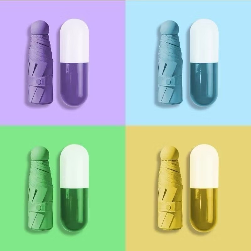 Conjunto de cápsulas de mini guarda-chuva portátil (aleatório sem caixa de armazenamento de cápsulas)SU