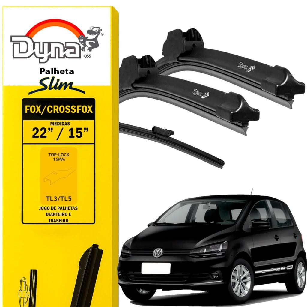 Par palheta parabrisa dianteiro e traseiro Fox 2012 a 2022 Original Dyna Alta Durabilidade em Oferta na Shopee