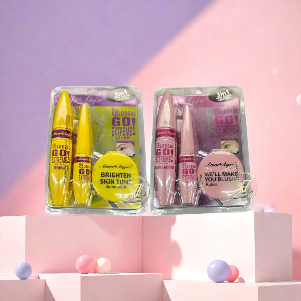 BEST KIT 4 EM 1 RIMEL + DELINEADOR + PÓ ILUMINADOR（ BLUSH) + ESPELHO New em Oferta na Shopee