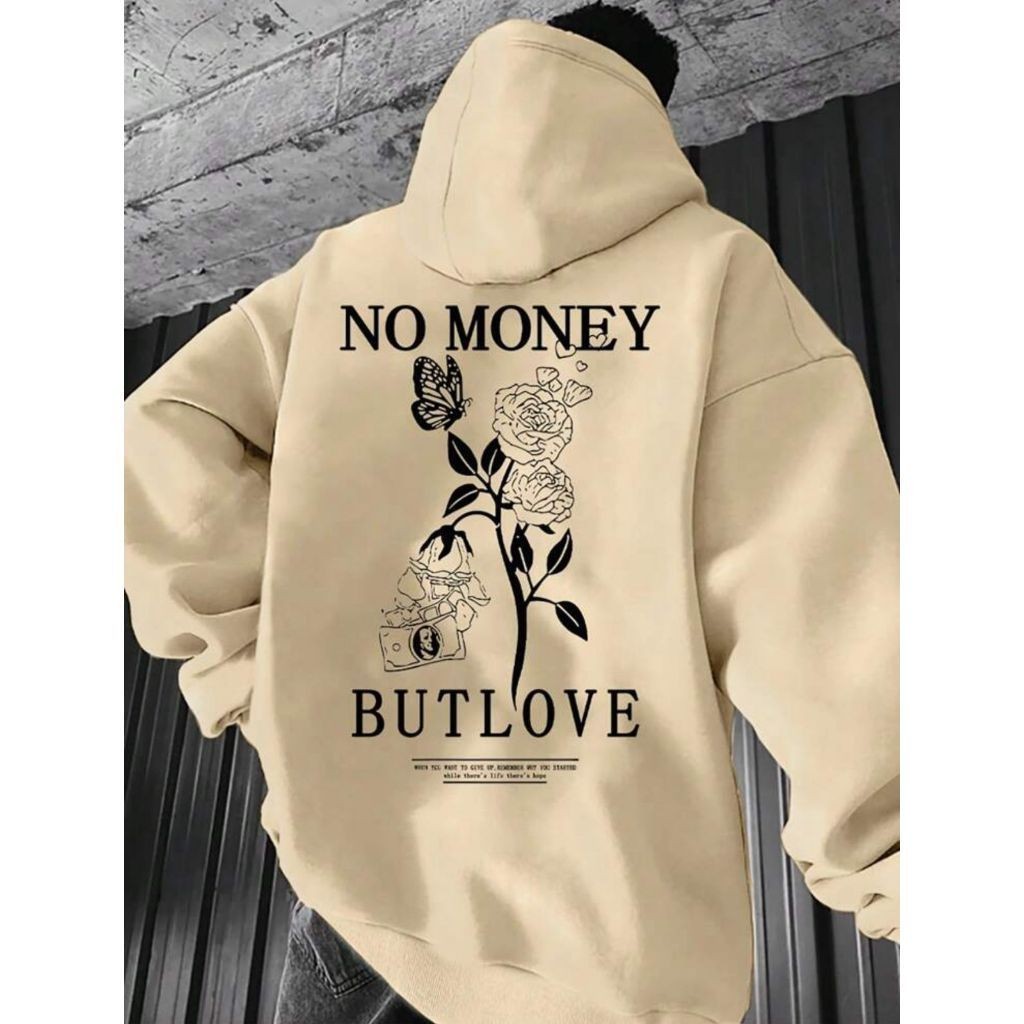 Moletom Canguru Streetwear Unissex Flanelado Estampado No Money E But Love Estiloso frio