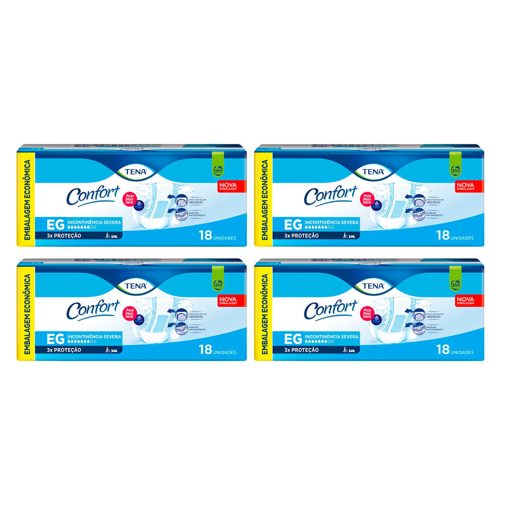 Kit 4 Fralda Geriátrica Tena Confort Tamanho EG 18 Unidades cada - Health