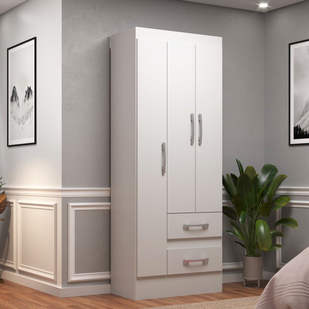 Guarda-Roupa Solteiro Oceania 3 Portas 2 Gavetas - Direto Sim