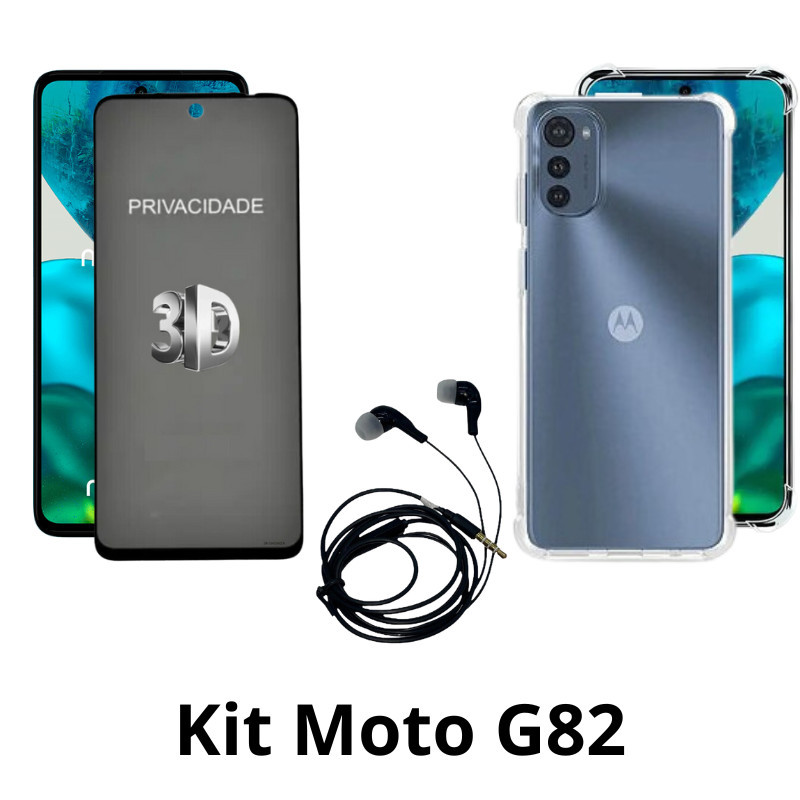Kit Capa Transparente + Película 3D Privacidade + Fone de Ouvido para Motorola M