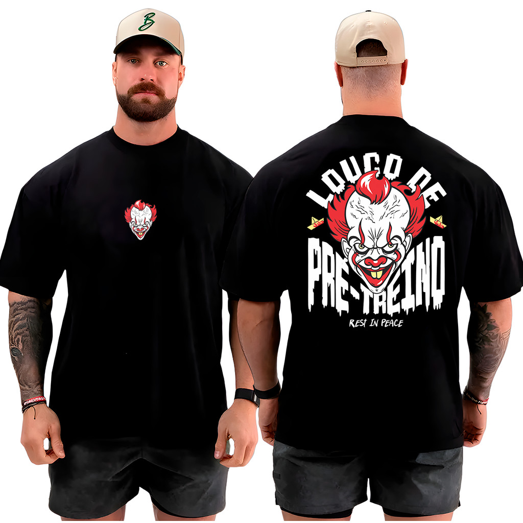 Camiseta Oversized Unissex Louco Pré Teino Academia Algodão