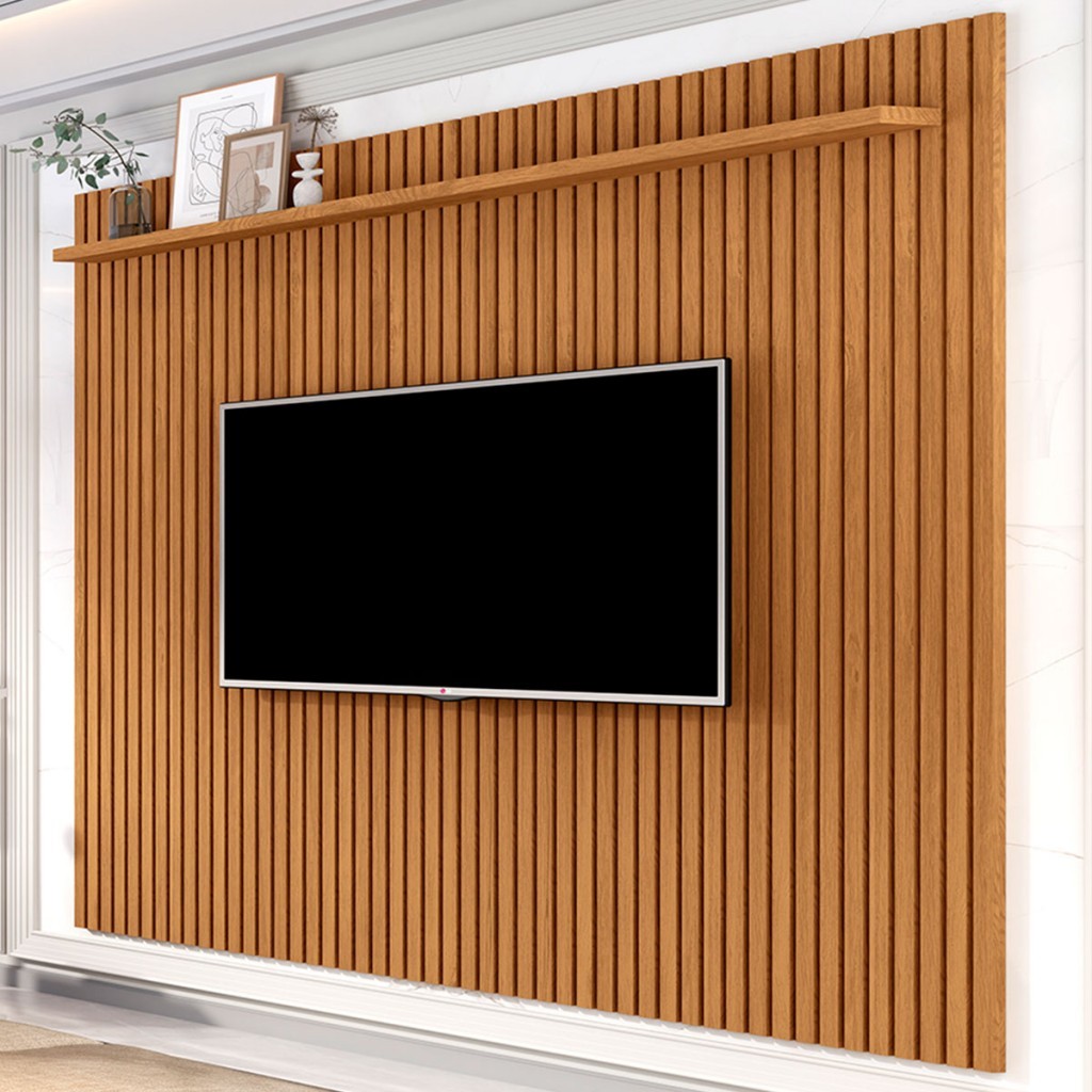 Painel para TV Até 80 Polegadas Morfeu Ripado 1 Prateleira Nature 682 - Pnr Móveis em Oferta na Shopee