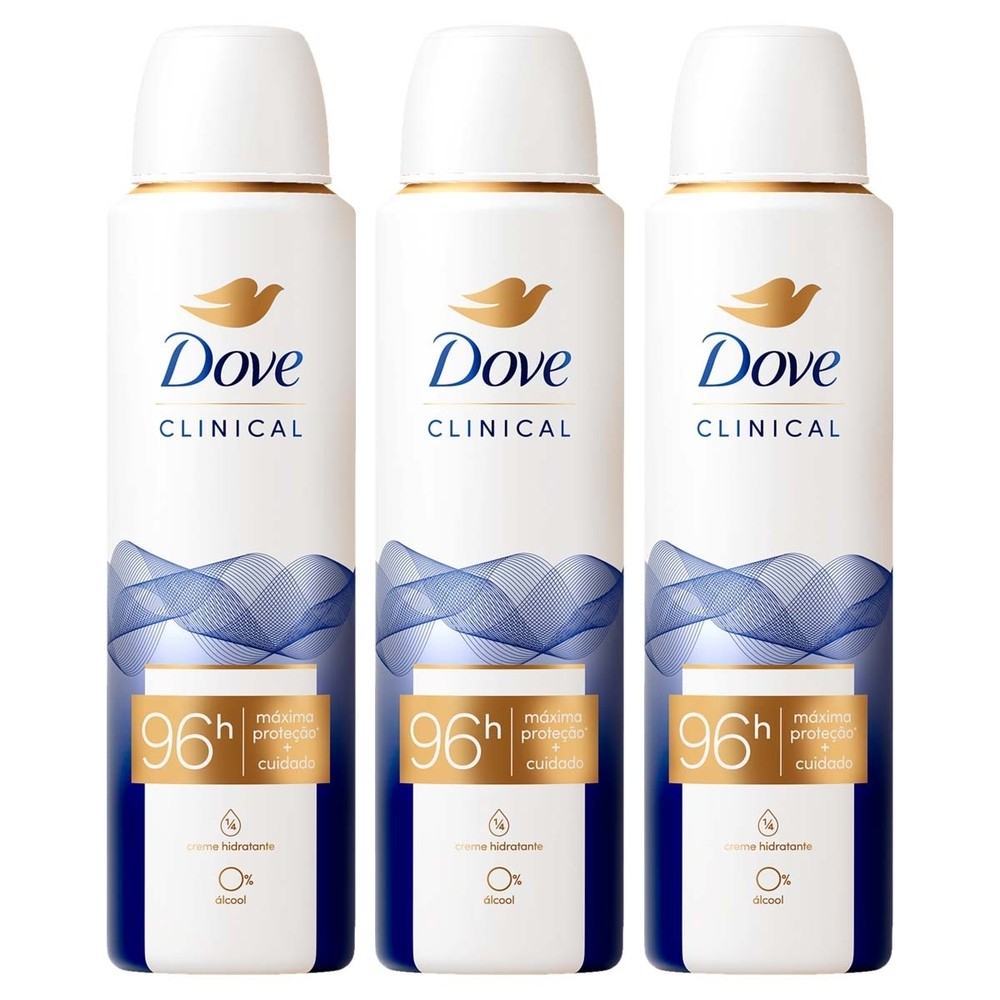 Kit 3 und Desod Aero Dove Clinical Clean Feminino 150ml em Oferta na Shopee