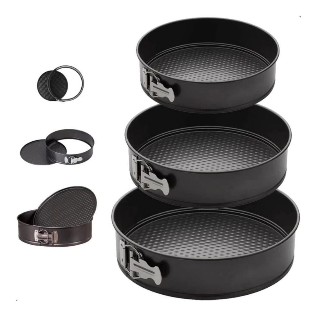 Kit 3 Formas com Fundo Removível Antiaderente com Fundo Removível para torta Bolo em Oferta na Shopee