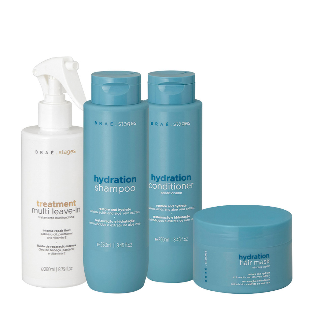 Kit Braé Stages Hydration Home Care Multi Leave-in (4 produtos) em Oferta na Shopee