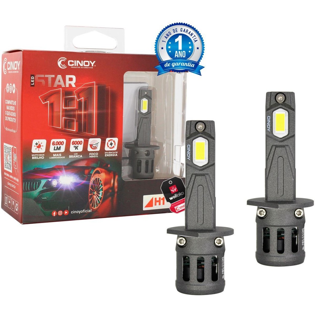 Lâmpada Led Mini Cinoy Star H1 H3 H7 H8 H9 H11 H27 HB3 HB4 - Spare Parts and Accessories for Vehicles