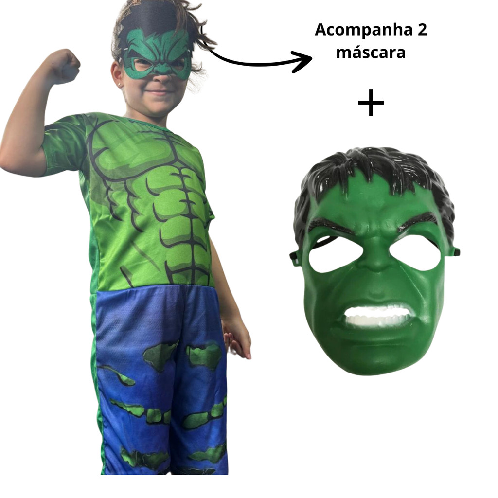 Fantasia infantil Hulk Heróis com 2 Mascara Super Herói - Envio Imediato em Oferta na Shopee