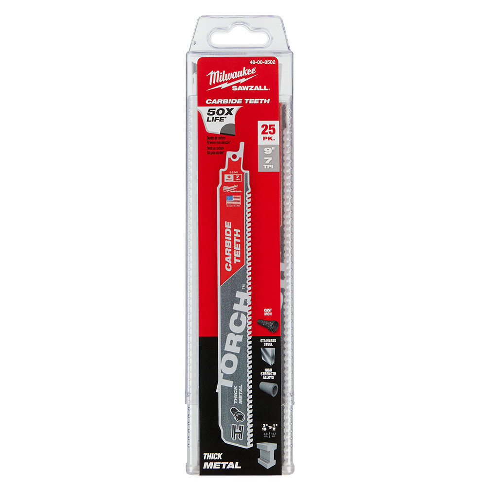 Lâmina Serra Sabre 9" 7D Metal Duro Torch 25 Pçs 48-00-8502 Milwaukee